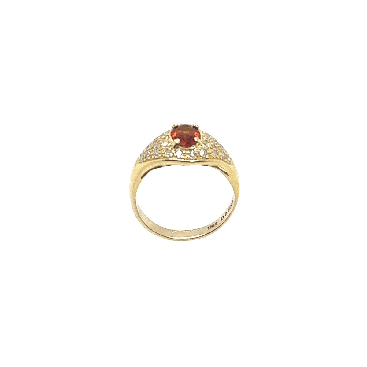 Bague Citrine Ovale Sertie De Diamants H/si1 De 0,35 Ct En Or Jaune 18 Carats-photo-1