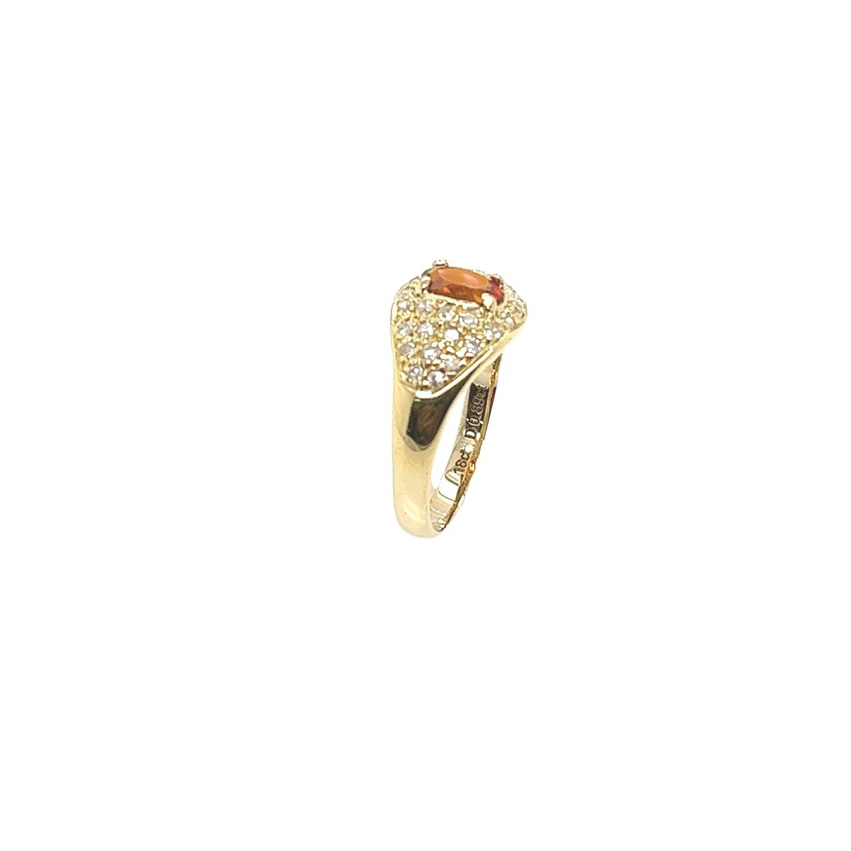 Oval Citrine Ring Set With 0.35 Ct H/si1 Diamonds In 18k Yellow Gold-photo-2