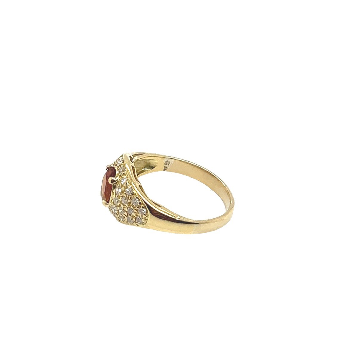 Oval Citrine Ring Set With 0.35 Ct H/si1 Diamonds In 18k Yellow Gold-photo-3