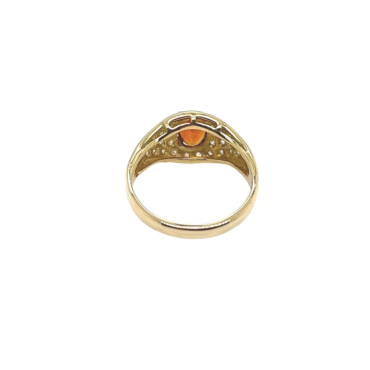 Oval Citrine Ring Set With 0.35 Ct H/si1 Diamonds In 18k Yellow Gold-photo-4