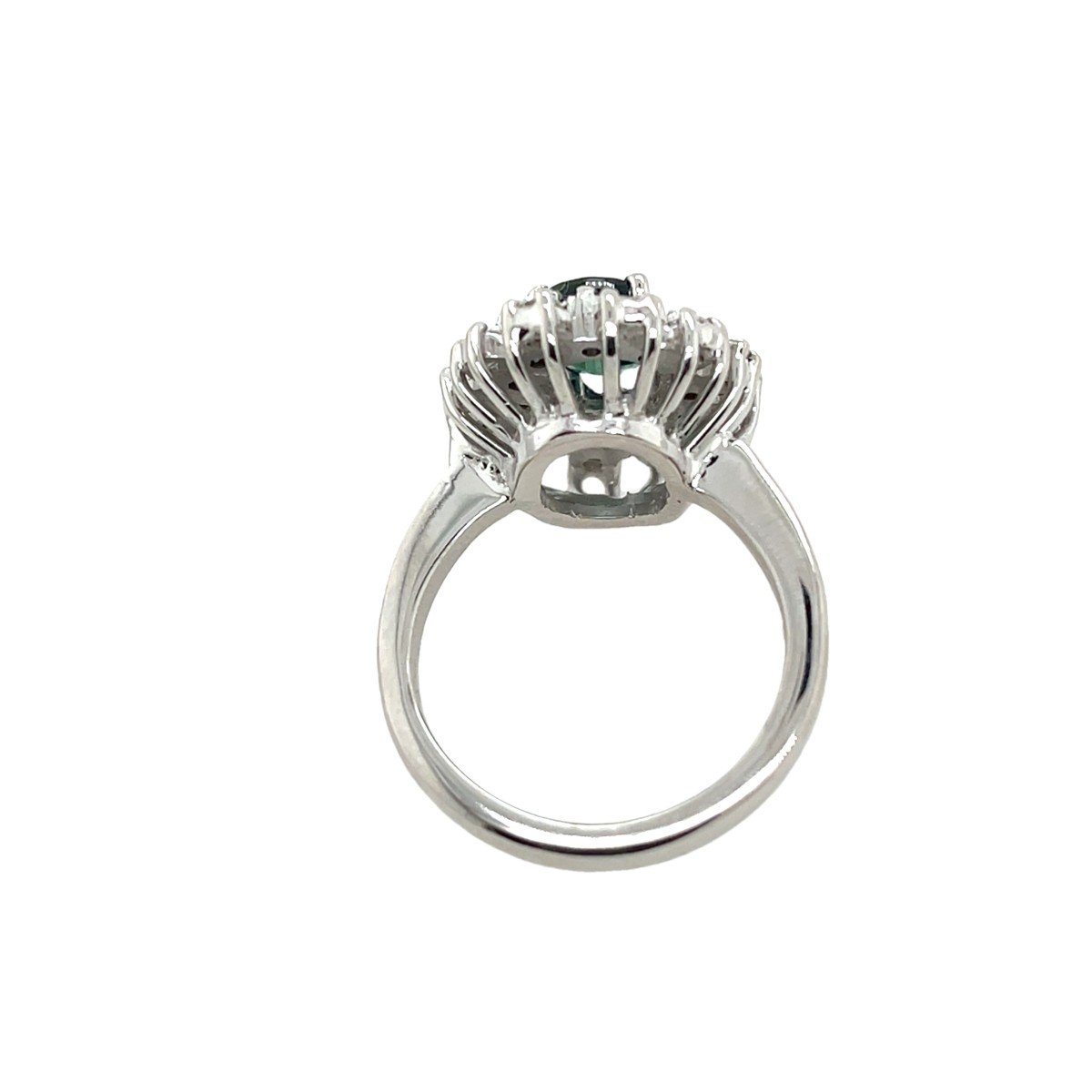 Bague Grappe De Saphirs Verts Et Diamants De 1,35 Ct, Sertie En Or Blanc 18 Carats-photo-3