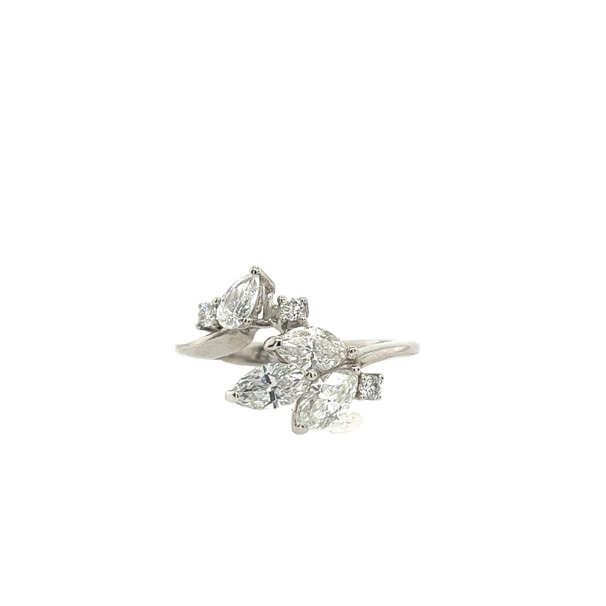 18k White Gold And Natural Diamond Dress Ring Set With 1.30 Ct Natural Diamonds-photo-3