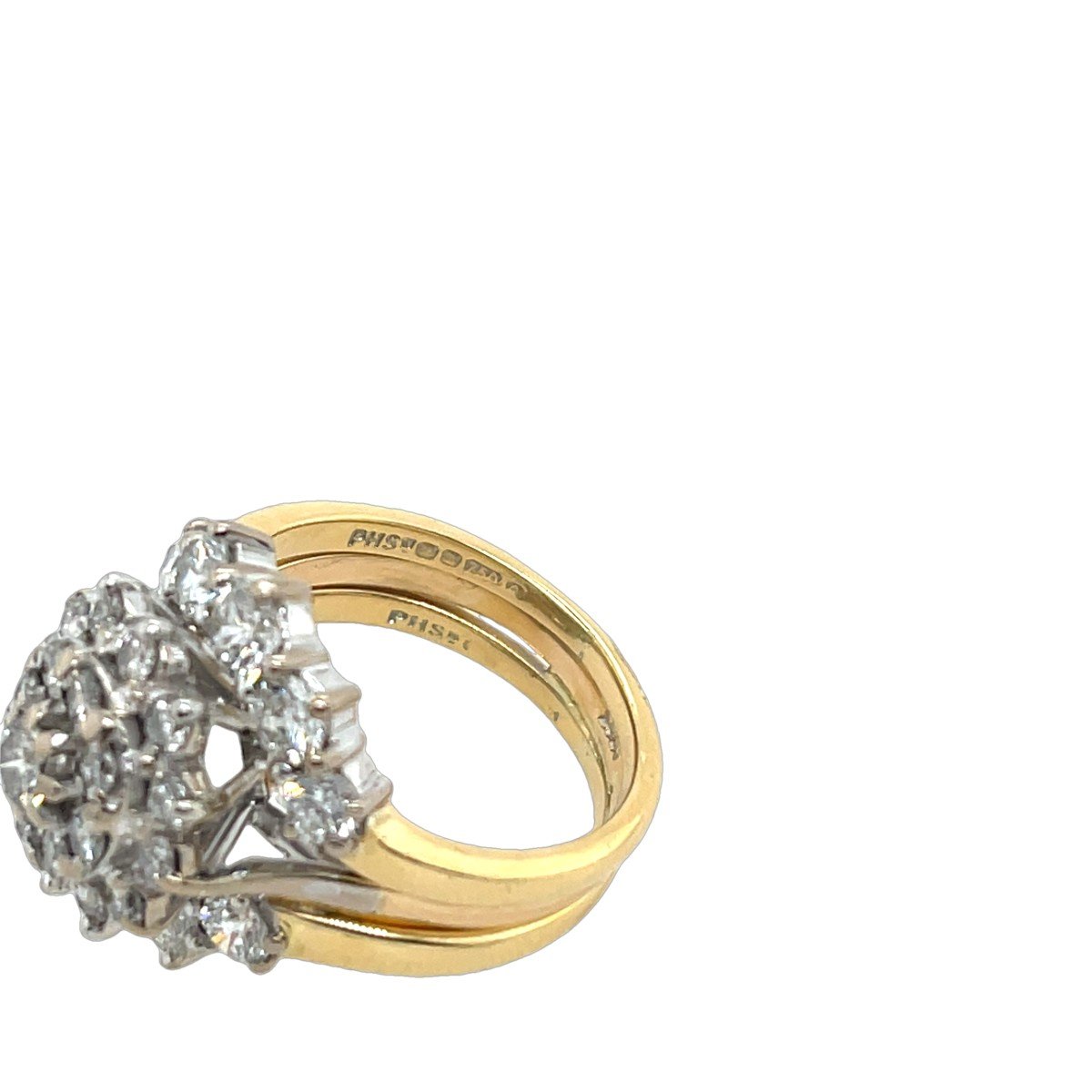 Diamond Cluster Ring Set In 18k Yellow And White Gold-photo-2