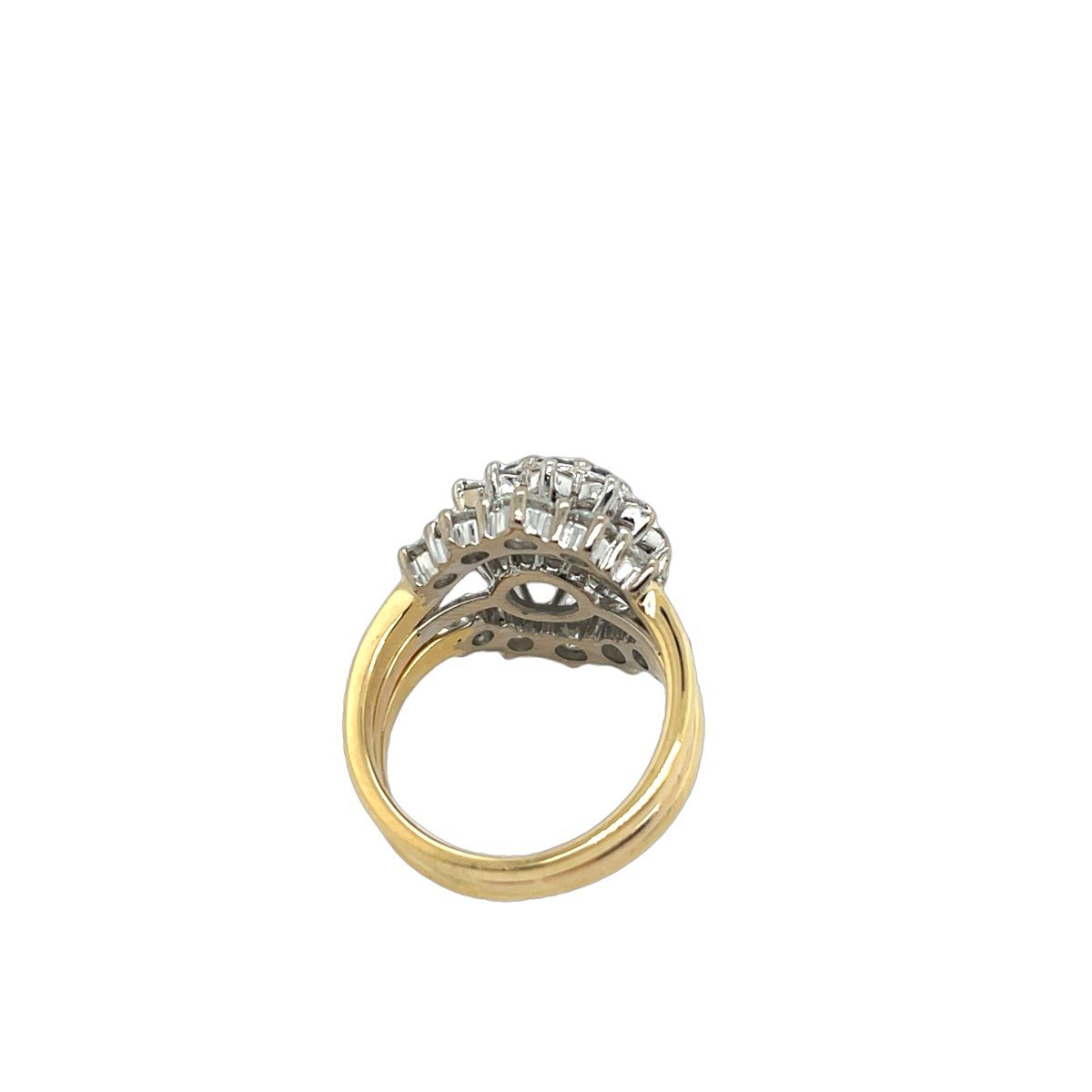 Bague Grappe De Diamants Sertie En Or Jaune Et Blanc 18 Carats-photo-3