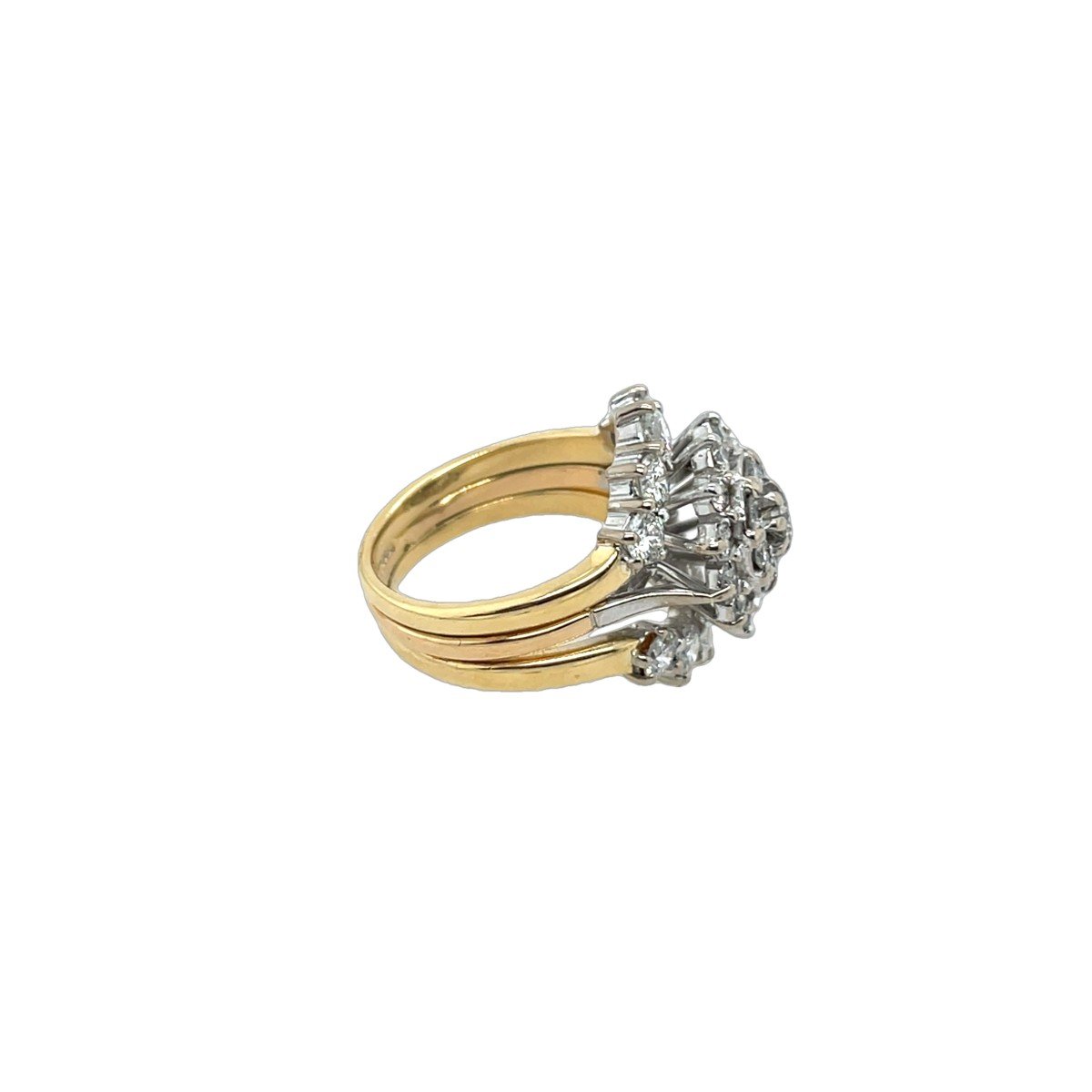 Diamond Cluster Ring Set In 18k Yellow And White Gold-photo-4