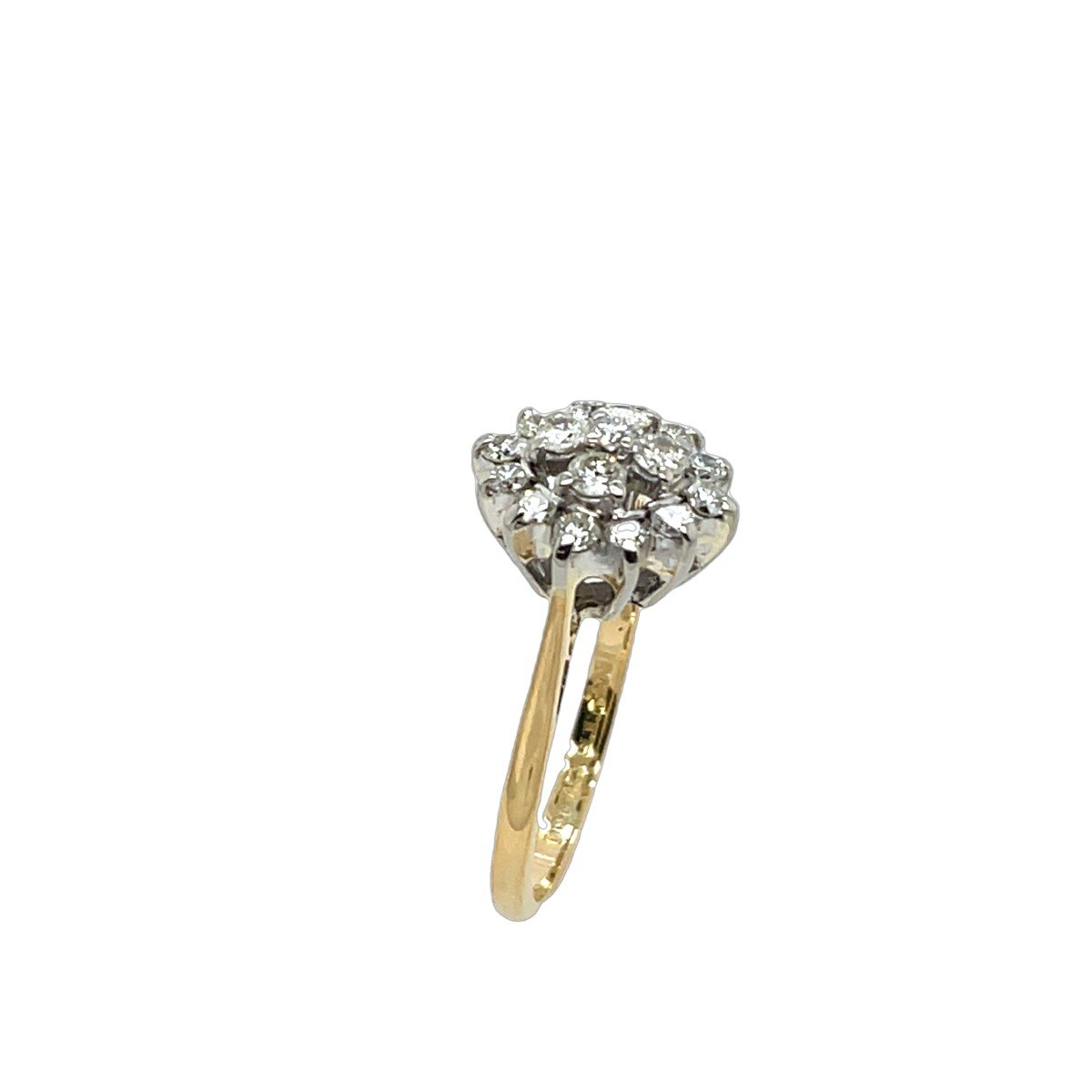 0.65ct Diamond Cluster Ring In 18k Yellow And White Gold-photo-2