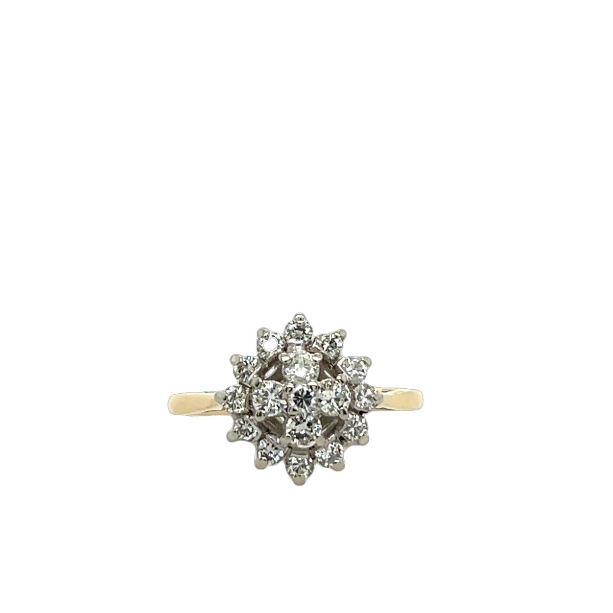 0.65ct Diamond Cluster Ring In 18k Yellow And White Gold