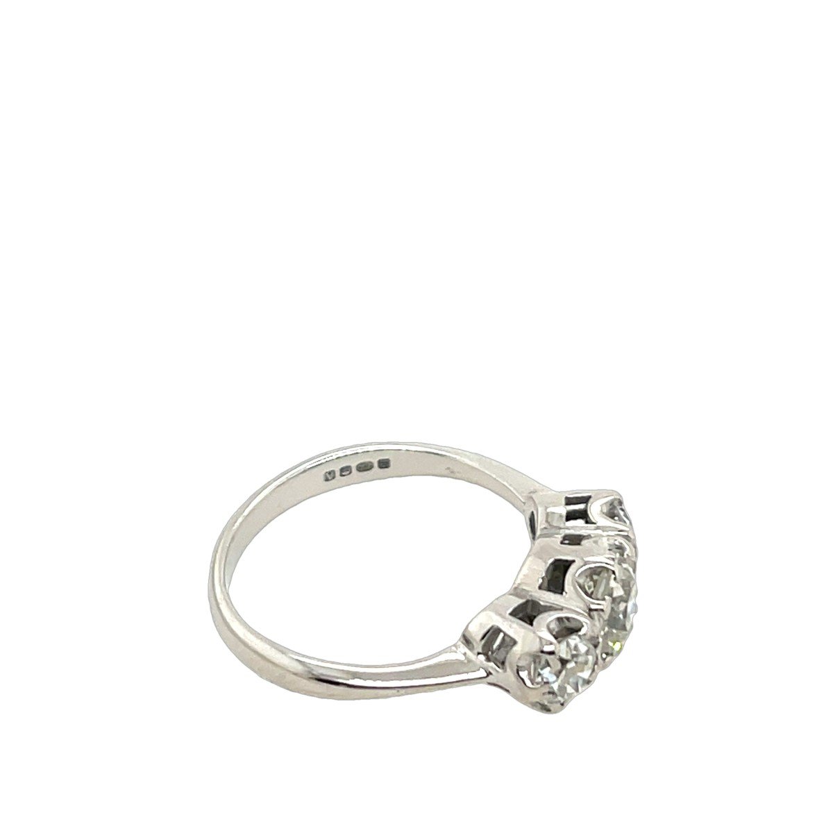 Bague En Or Blanc 18 Carats Avec 3 Pierres Et Diamants, Sertie D’un Diamant Rond De 1,40 Ct-photo-2