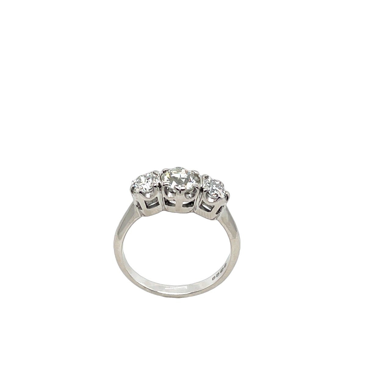 Bague En Or Blanc 18 Carats Avec 3 Pierres Et Diamants, Sertie D’un Diamant Rond De 1,40 Ct-photo-4