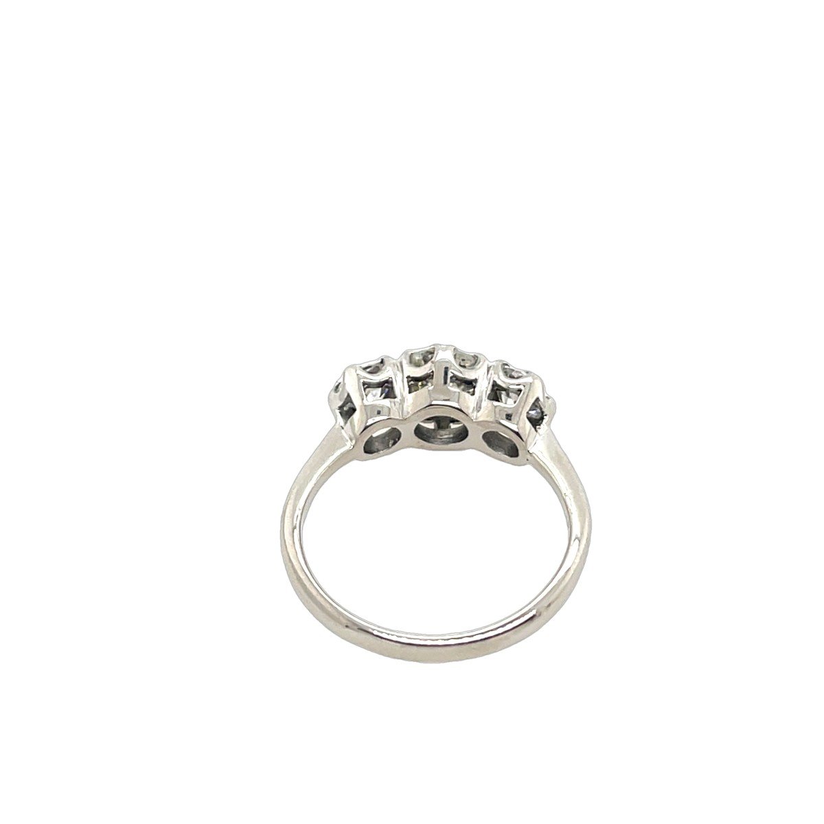 Bague En Or Blanc 18 Carats Avec 3 Pierres Et Diamants, Sertie D’un Diamant Rond De 1,40 Ct-photo-5