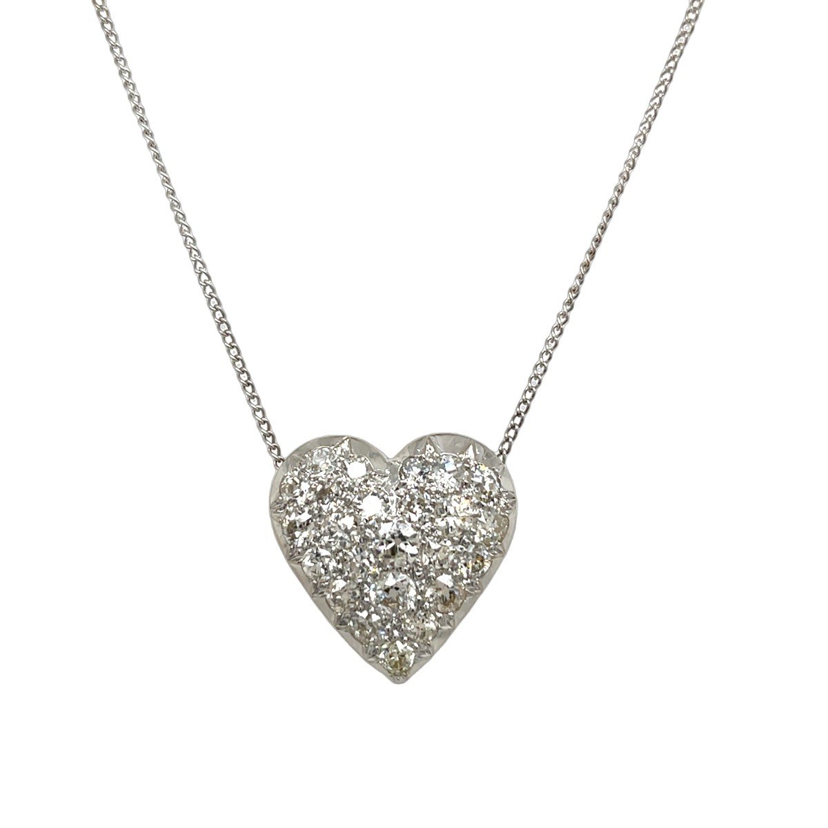 Pendentif Coeur En Diamant 2,50 Ct, Suspendu à Une Chaîne De 16 "