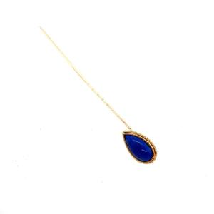 Pear Shaped Lapis Cabochon, Set In An 18k Yellow Gold Twist Pin