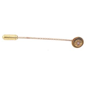 Antique 18k Gold Detachable Head Pin Set With Victorian Cut Diamond