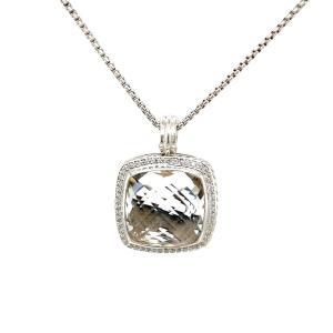 David Yurman Albion Collection Diamond-set Smoky Quartz Pendant In Silver