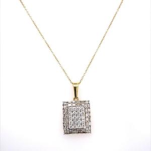 Pendant Set With A Rectangular Baguette And A Round Brilliant Cut Diamond With 1.0 Ct 