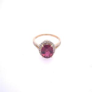  Bague En Rubellite Naturelle De 3,0 Carats De Qualité Supérieure, Sertie En Or Jaune 18 Carats