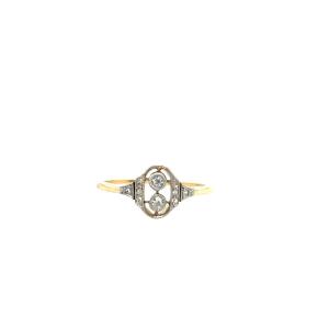 Bague Diamant Art Déco, Sertie De Diamants Ronds Taille Ancienne De 0,38 Ct