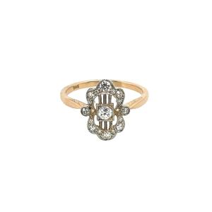  Art Deco Diamond Ring, Set With 0.38 Ct Round Old Cut Diamonds