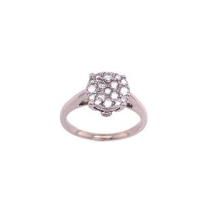 Bague Grappe De Diamants, Sertie De 0,35 Ct De Diamants Ronds En Or Blanc 18 Carats