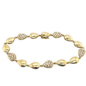 Bracelet En Diamant Serti De Diamants Naturels Ronds De 0,85 Ct Sur Or Jaune 18 Carats