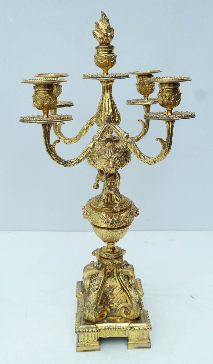 Candelabras In Gilt Bronze-photo-1