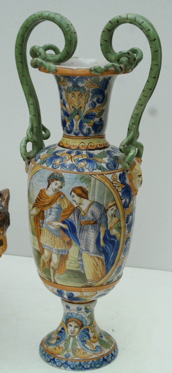 Paire De Vases En Porcelaine De Majolique-photo-2