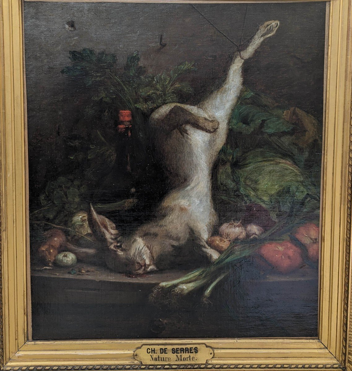 Nature Morte Huile Sur Toile Signée Henri-charles De Serres (1823-1897)-photo-2