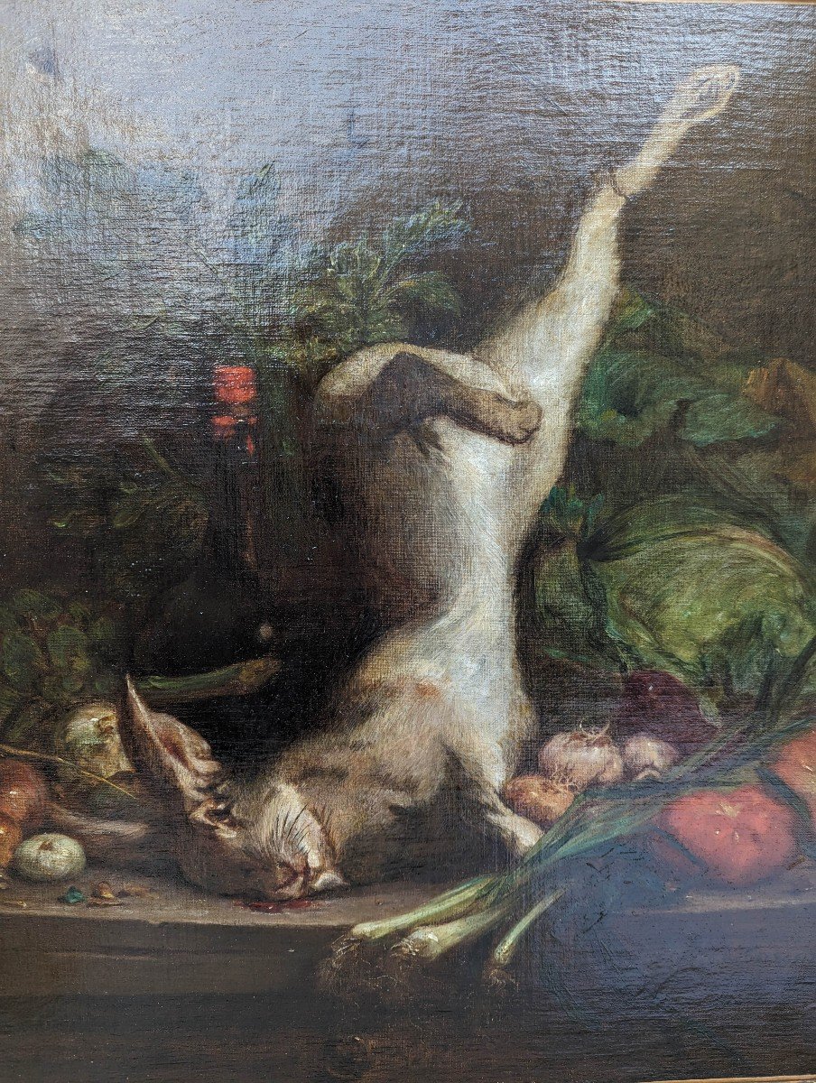 Nature Morte Huile Sur Toile Signée Henri-charles De Serres (1823-1897)-photo-3