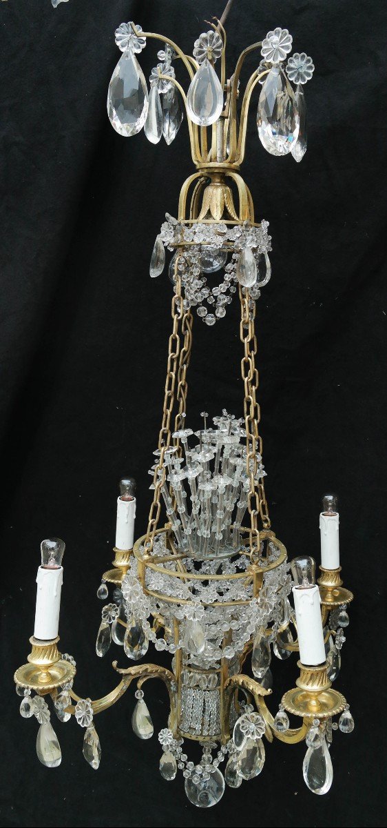 Basket Chandelier In Bronze And Crystal Louis XVI Style-photo-2