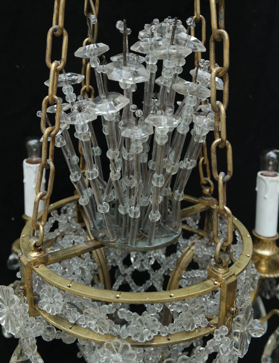 Basket Chandelier In Bronze And Crystal Louis XVI Style-photo-2