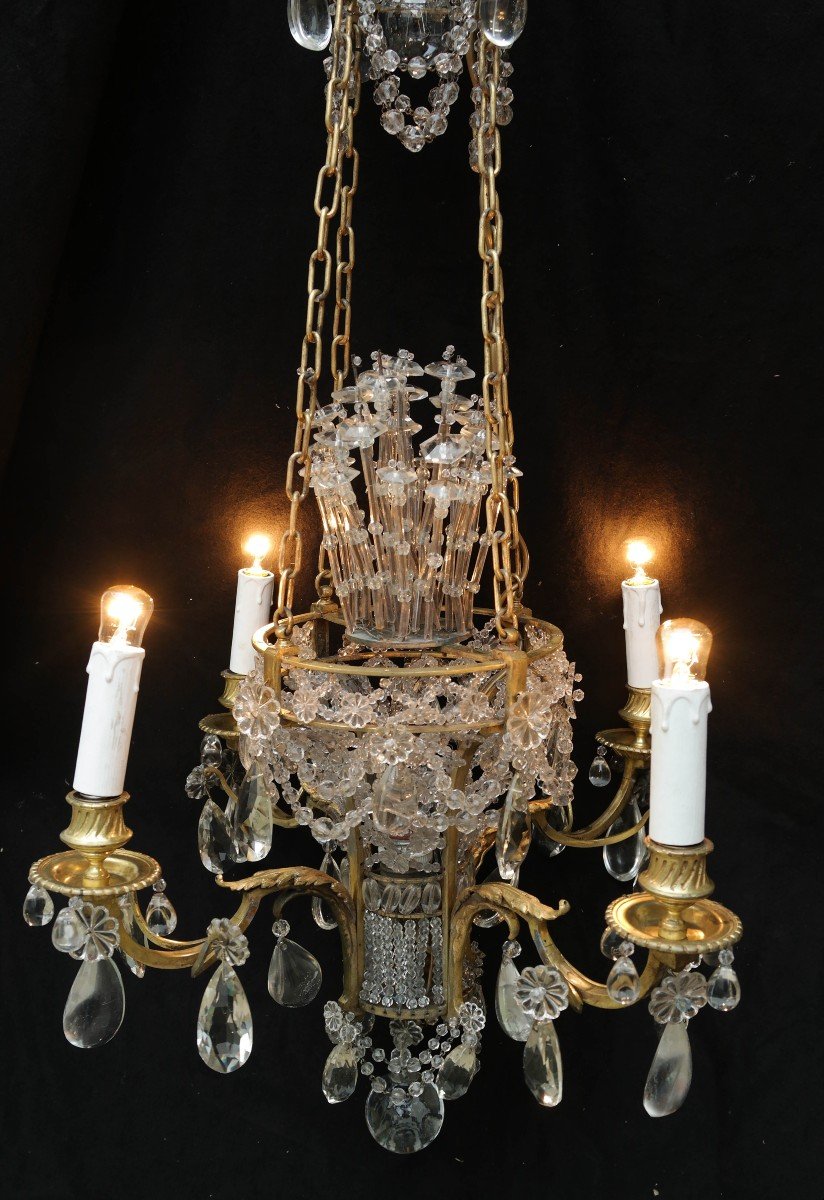 Basket Chandelier In Bronze And Crystal Louis XVI Style-photo-3