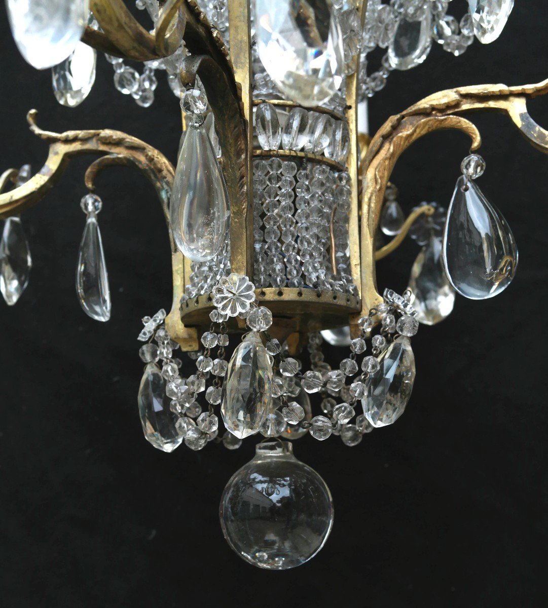 Basket Chandelier In Bronze And Crystal Louis XVI Style-photo-8