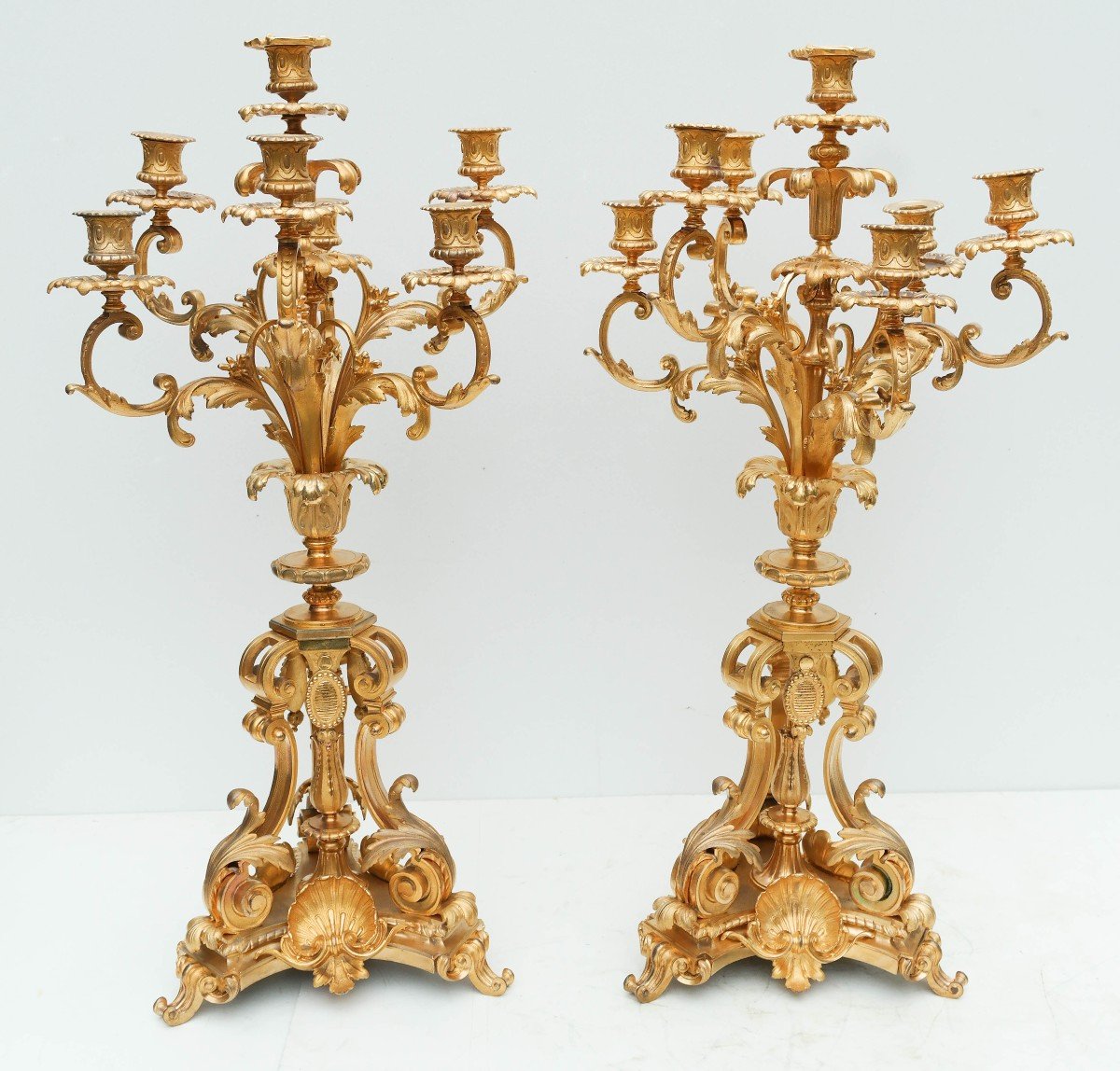 Paire De Candélabres à 7 lumières En Bronze Doré époque Napoléon III 