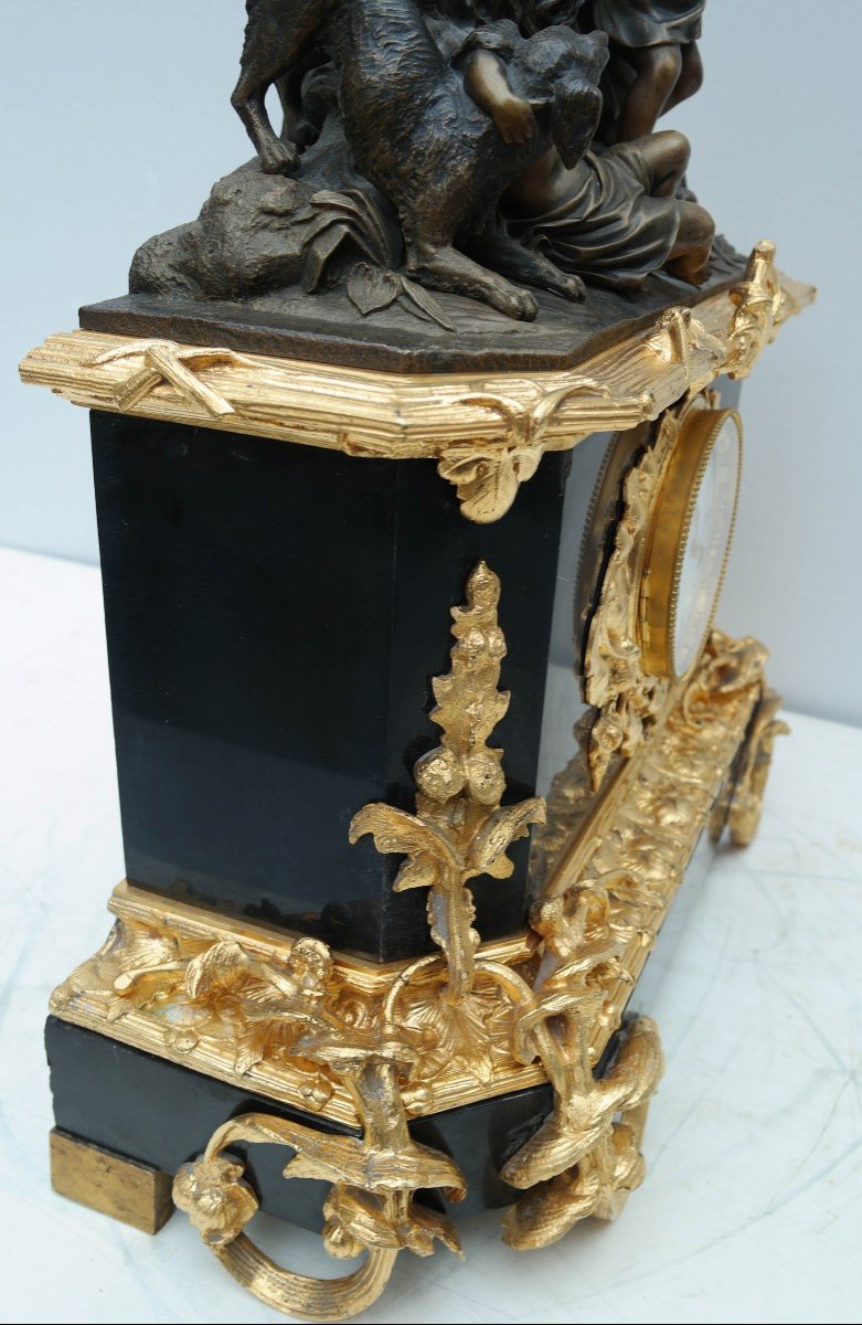 l'éducation De Paul Et Virginie, Pendule En Marbre Et Bronze d'époque Napoléon III-photo-8