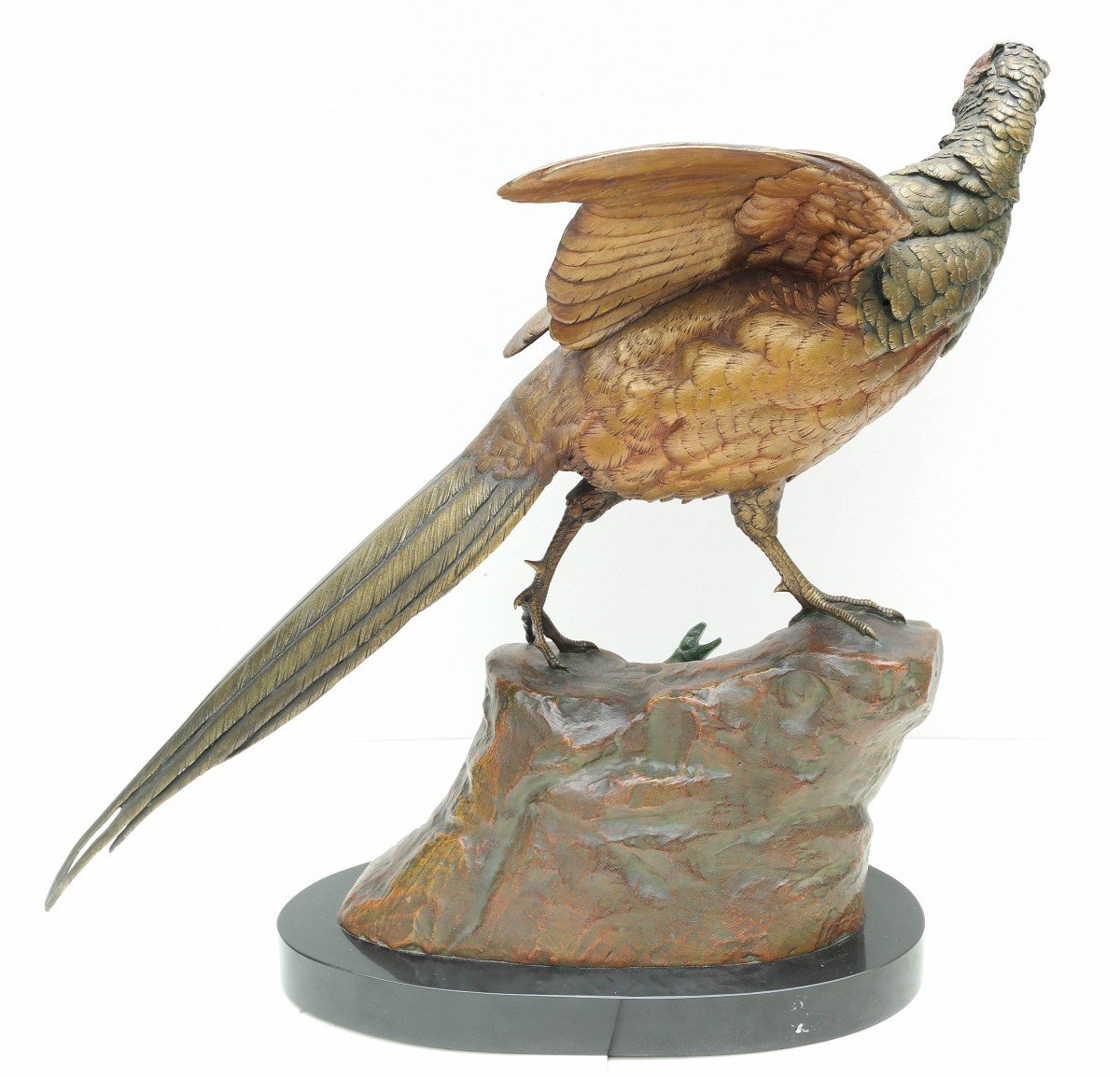 Pheasant And Lizard, Bronze Sculpture Signed Dubucand-photo-3