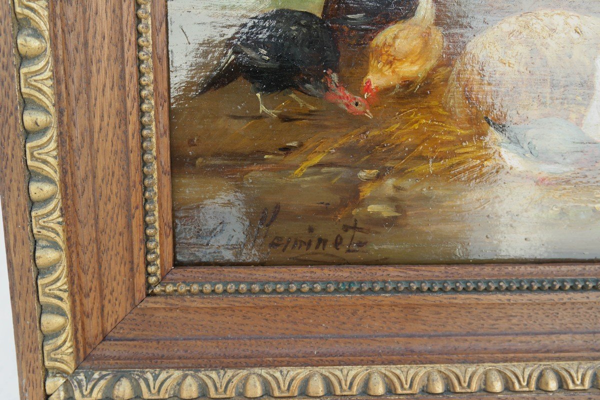 Claude Guilleminet; Low Court Scenes, Pair Of Oils On Panels-photo-1