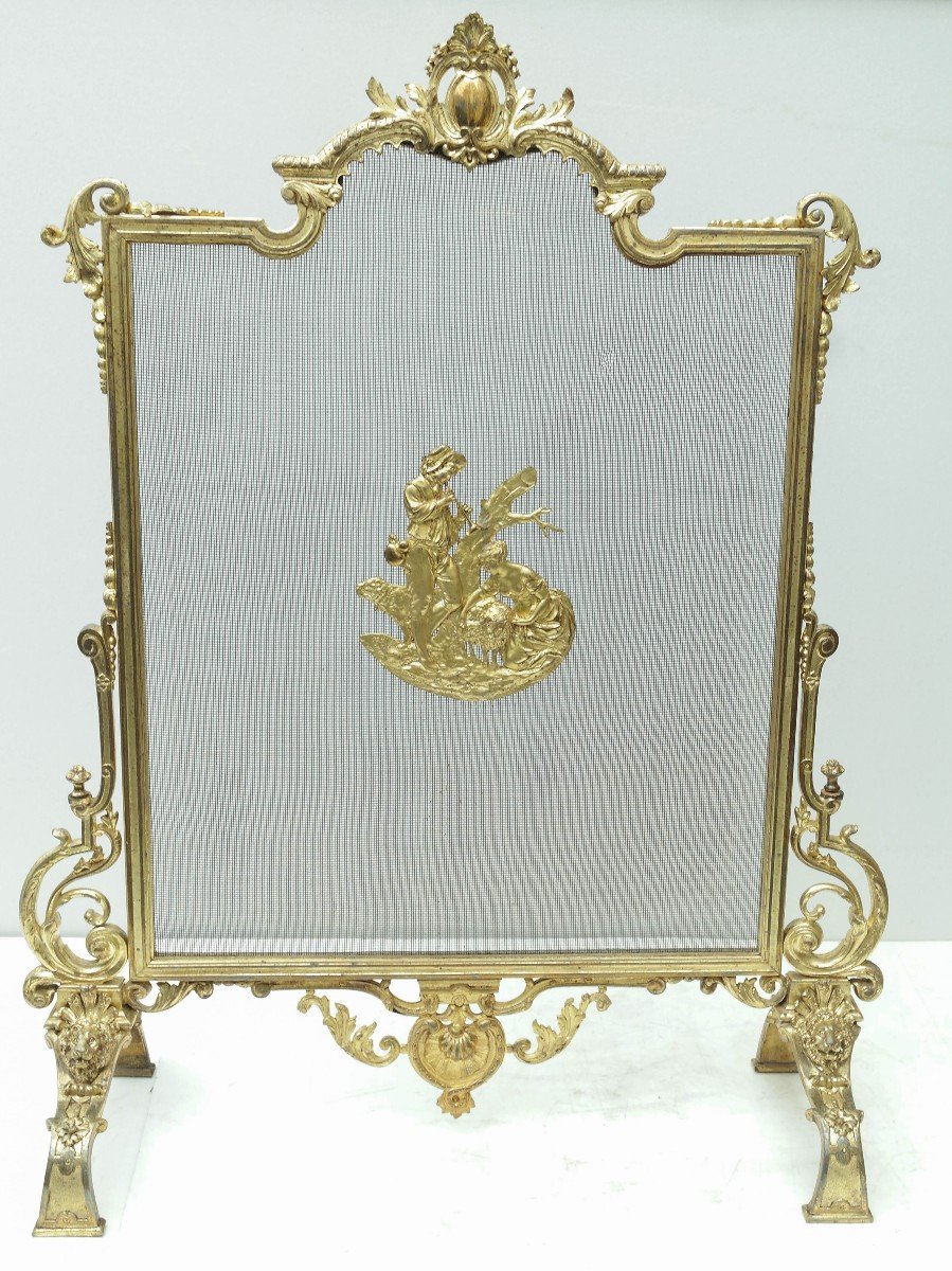 Pare étincelle écran De Cheminée En Bronze Style Louis XVI