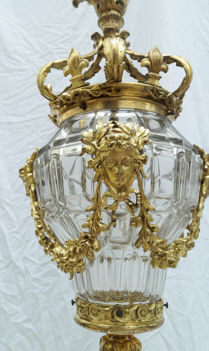 Lantern In Cut Crystal And Gilt Bronze-photo-3