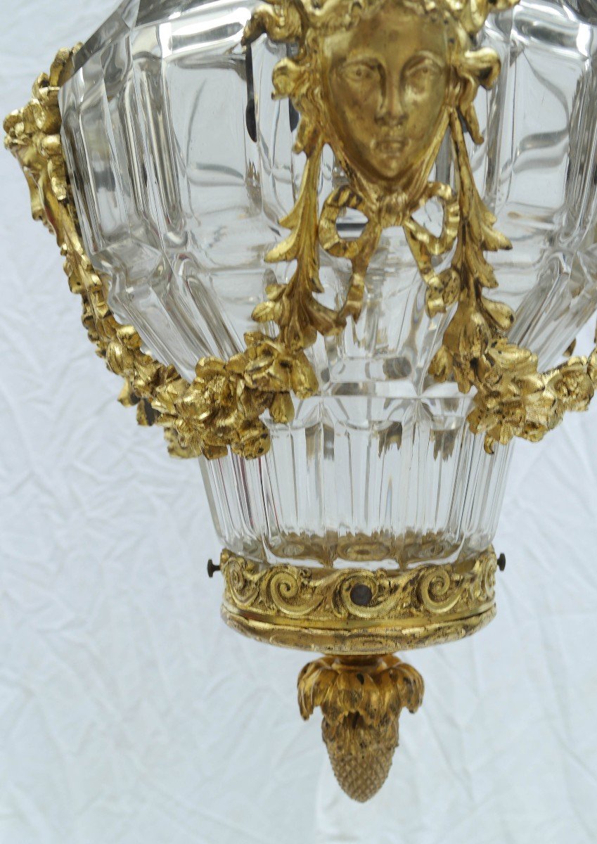 Lantern In Cut Crystal And Gilt Bronze-photo-4