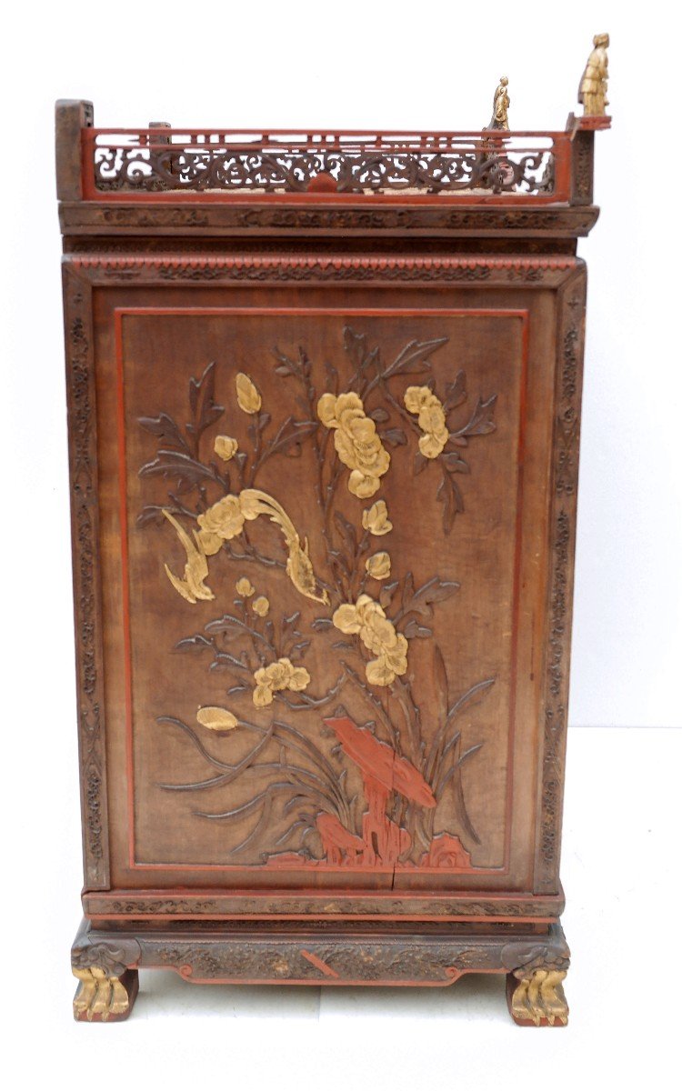 Cabinet En Bois Sculpté, Chine XIXe Siècle-photo-4