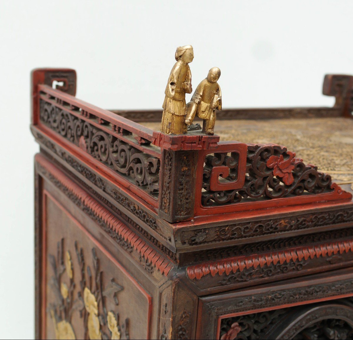 Cabinet En Bois Sculpté, Chine XIXe Siècle-photo-2