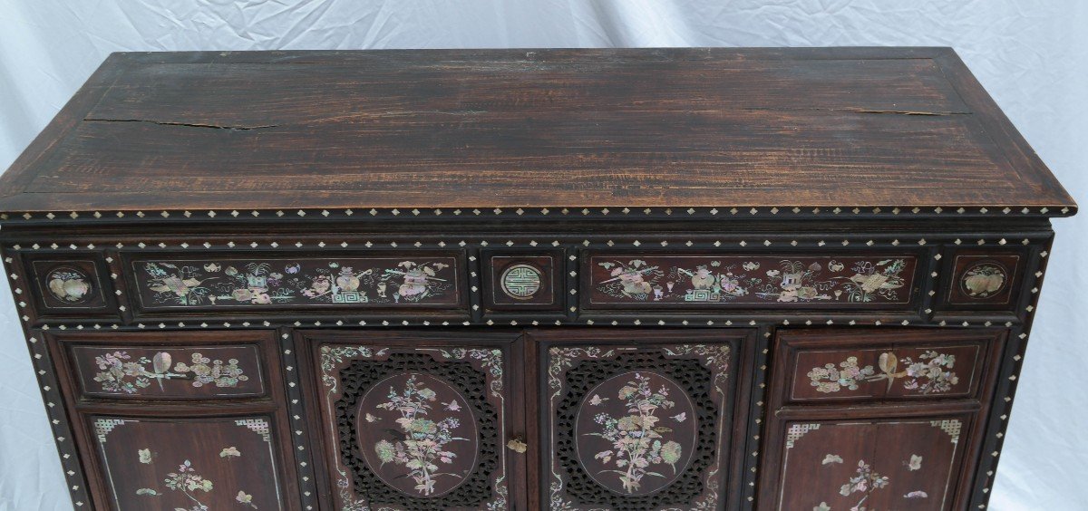 Indochinese Cabinet In Ironwood With Mother-of-pearl Inlays-photo-4