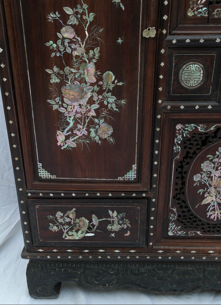 Indochinese Cabinet In Ironwood With Mother-of-pearl Inlays-photo-6