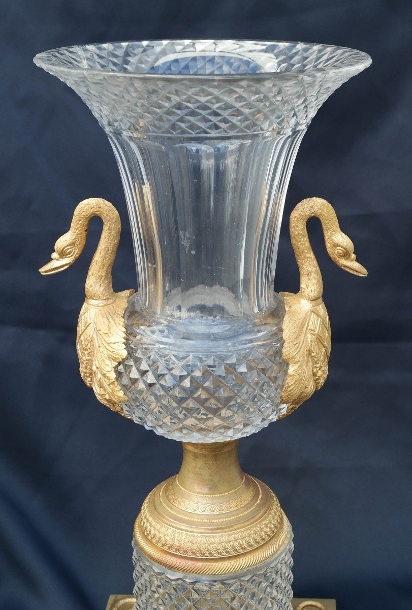 Paire De Vases Charles X En Cristal Et Bronze Doré-photo-6