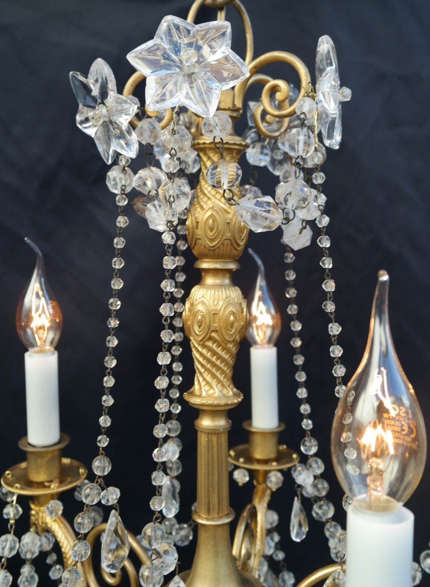 18th Century Bronze And Rock Crystal Chandelier.-photo-2