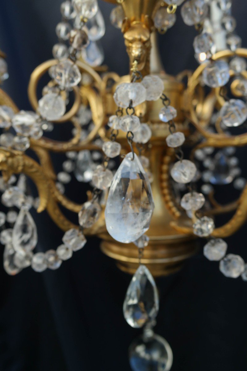 18th Century Bronze And Rock Crystal Chandelier.-photo-3