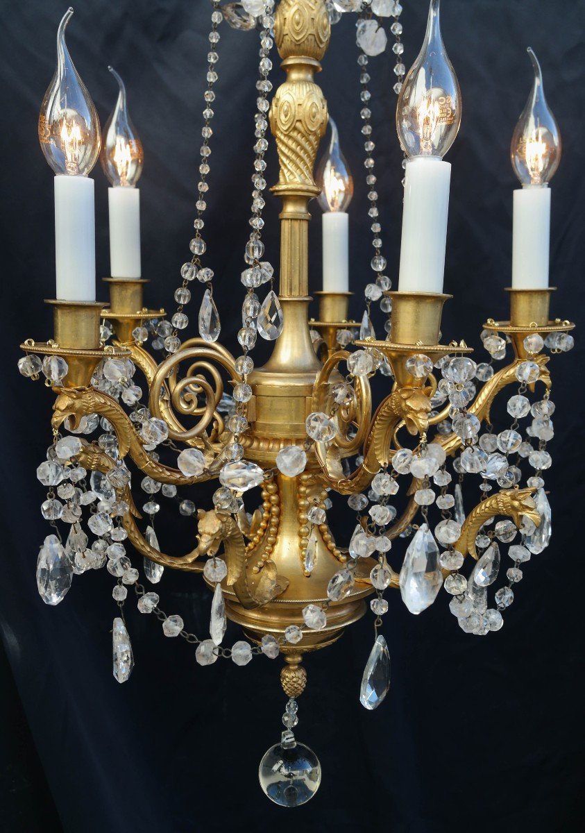 18th Century Bronze And Rock Crystal Chandelier.-photo-1