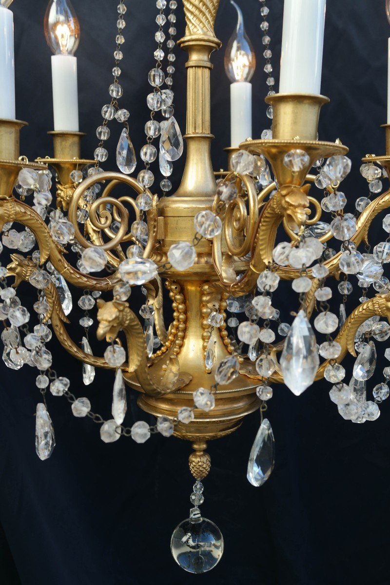 18th Century Bronze And Rock Crystal Chandelier.-photo-2