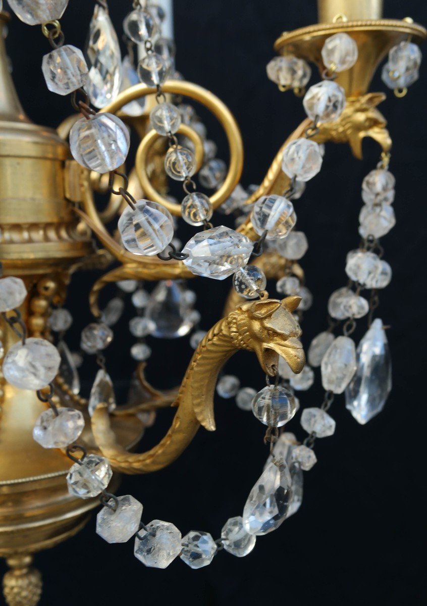 18th Century Bronze And Rock Crystal Chandelier.-photo-3