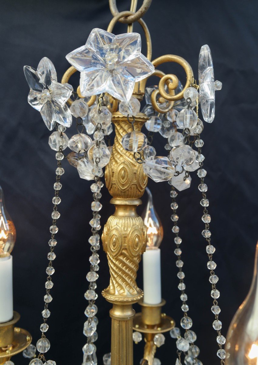 18th Century Bronze And Rock Crystal Chandelier.-photo-4